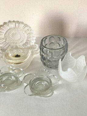 A Bundle of 5 Small Glass Candle Holders Household Home Decor